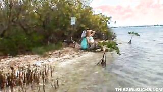 Nympho Blonde Whore Sucks Unshaven Cock Outdoor