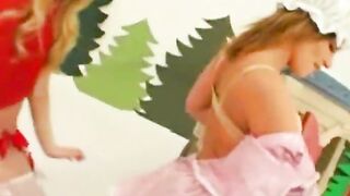 Latex boots and interracial threesome