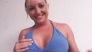 Big breasted blonde girlfriend suck and fuck cock