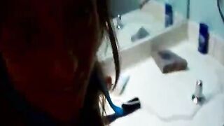 Dirty Talking Girl Bathroom Creampie