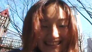 Shy Japanese Coed exhibs and fucked outdoor