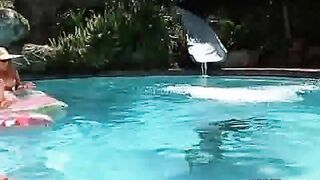 Horny girlfriends gets DP and facialized at pool