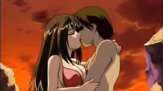 Tied up anime brunette gets brutally fucked by some brats