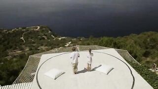 stunning art yoga in the sky