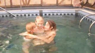 Three russian cheerleaders in the pool