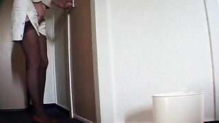 This girl must pee but toilet