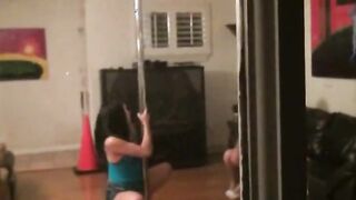 Two pole dancing babes gets roughly fucked by the voyeur guys