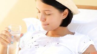 Busty babe torturing her tits