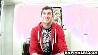 Hot hunk takes his cock out and gives it a tug