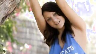 breasty babe and lucky hose