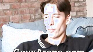 Sexy Guy Wanking And Pouring Cum On Bed