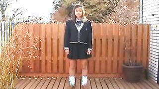 Japanese coed pissing herself and getting screwed