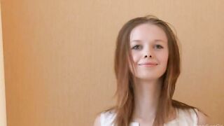 Skinny super chick naked on the floor