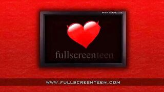 Horny young girl with nice natural boobs masturbates