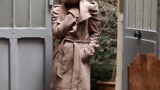 Girl makinglove a red umbrella