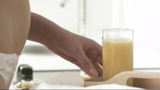 cute blonde making anal in the morning