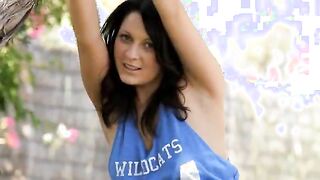 breasty babe and lucky hose