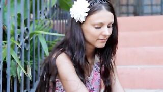 Super hot lingerie and deep dildo inside