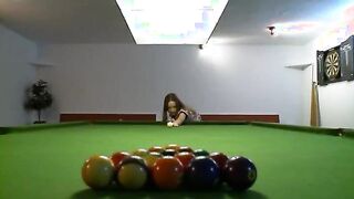 Killer girl2girl in shoes on billiards