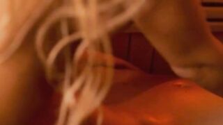 sapphic teen lovers fingering in sauna