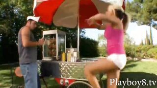 Big boobs blonde teen babe flexible pounding at the park