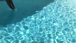 Divine Blonde Girl Crams Juicy Pole In Mouth And Vag Near The Pool