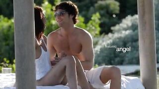 Exotic teen making love in the gardens