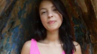 Perfect tits and pussy rubbing outside