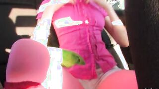 Fingering my girlfriends pussy in a car