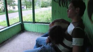 Our first grass sex on the bus station