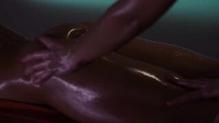 Sweaty hot lezzs enjoying strap on