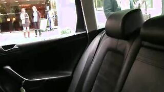 Cute blonde beauty Lindsey was visiting Budapest but fucked inside the taxi