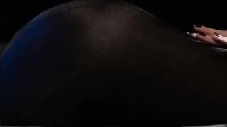 Blindfolded babe gets sex by strap on