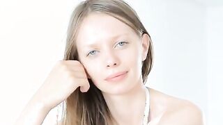 Masturbation of gaunt girl on the stairs