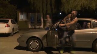 Amateur babe in group sucking on dick