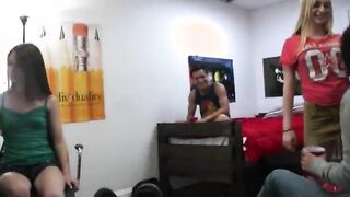 Three hot young chicks enjoying groupsex