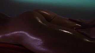 Sweaty sleek lezzies enjoying strap on