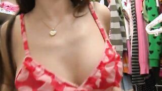 Exotic coed in shoes teasing in a closet