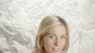 blond angel fingering snatch in white