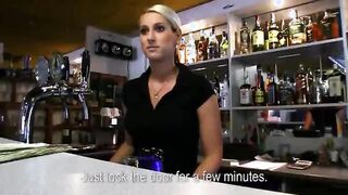 Barmaid Lenka sucks cock and pussy drilled so hard for money