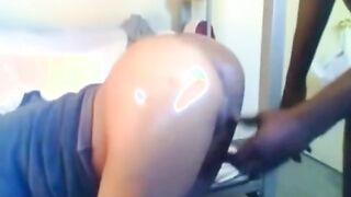 Ebony girlfriend gets banged hard and cummed in mouth