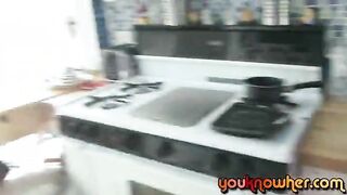  Katarina in the kitchen in sexy lingerie