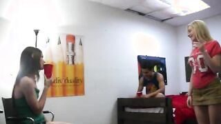 Three hot young chicks enjoying groupsex