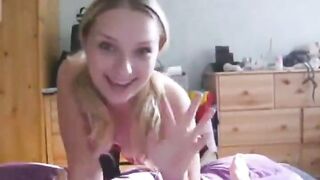 Cute blonde amateur giving a blowjob