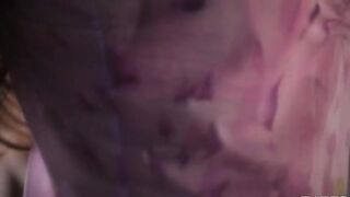 brutally hot brunette before camera