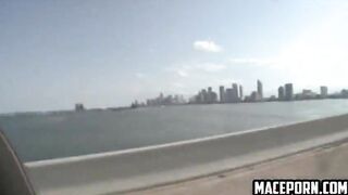 Blowjob for a big cock outdoors from MILF