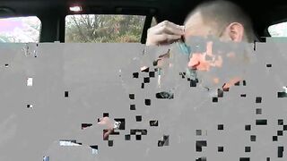 Blonde fucks in taxi in threesome