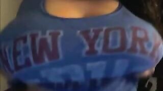 Enormous big tits amateur masturbates