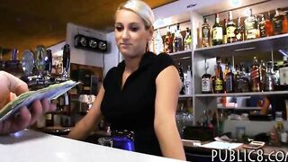 Barmaid railed and jizzed on her tits by a stranger for money