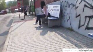 Sexy Aneta masturbates in public and gets fucked for cash